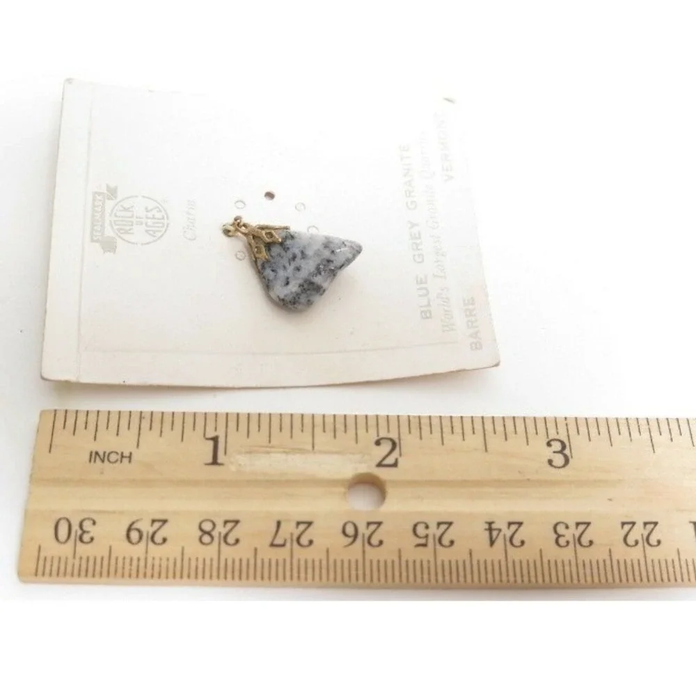 Vintage Blue Grey Granite Gemstone Charm‎